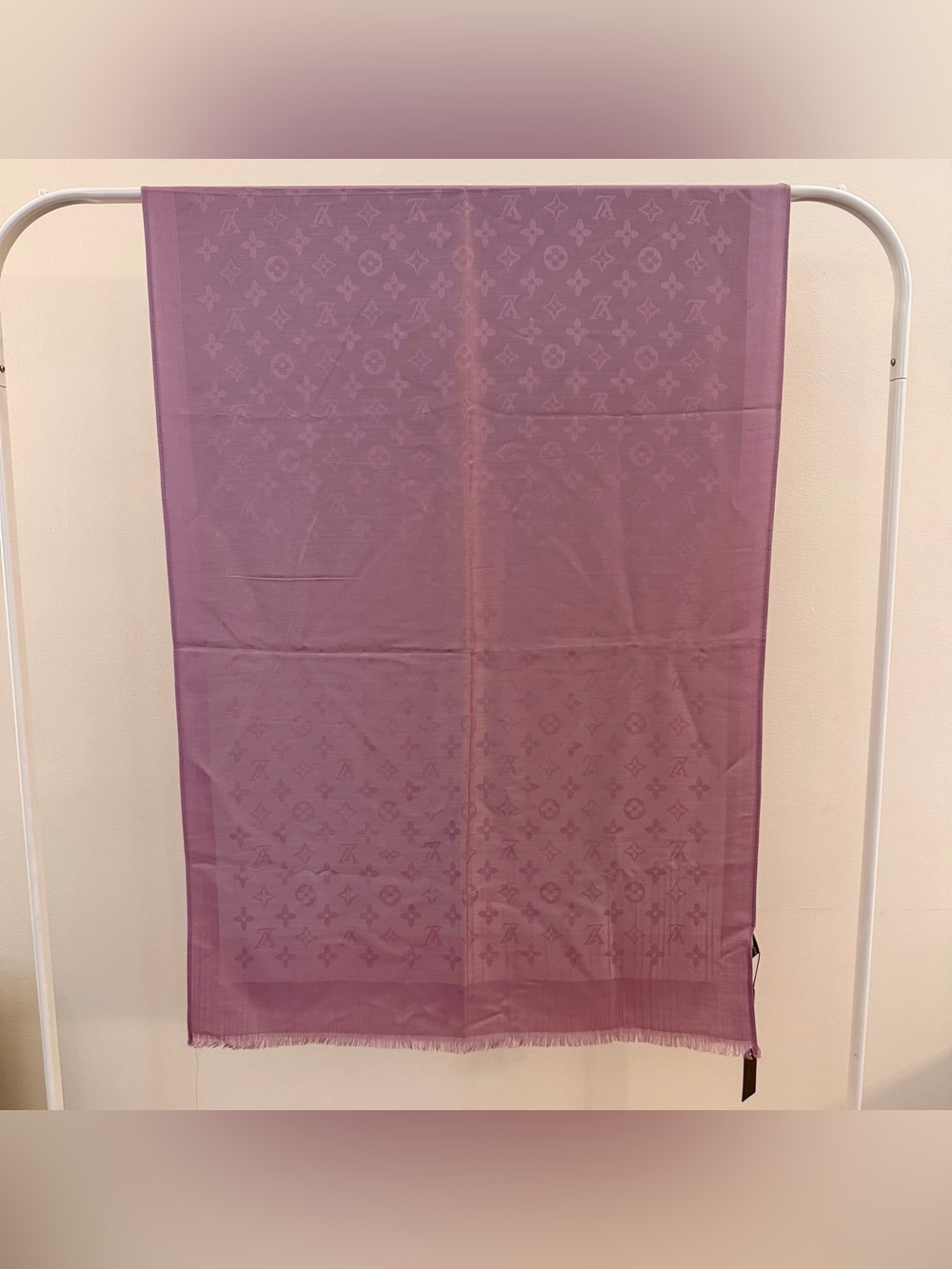 Luxury Cashmere & Silk Blend Monogram Scarf - Picture 3 of 9